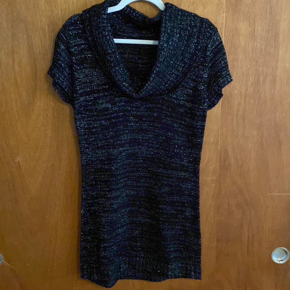 Black Maurice’s sweater dress. Size large. Black with silver threads.